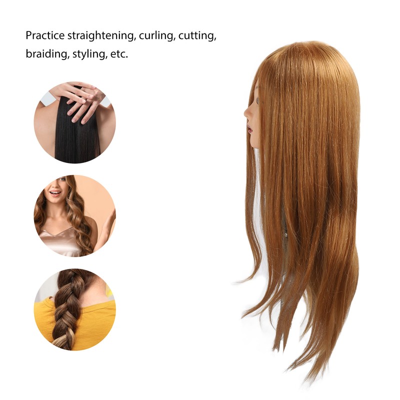 Hairdressing Mannequin Head 85 Percent Real Hair Flexible Multipurpose Hair
