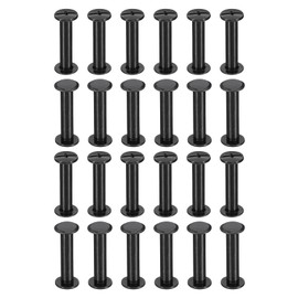 PATIKIL 24 Sets Chicago Screws, 23mm l Chicago Screws Phillips Binding Post Screw Bolts Leather Rivets Fasteners Connectors for Leather Belt Scrapbook Photo Albums, Black
