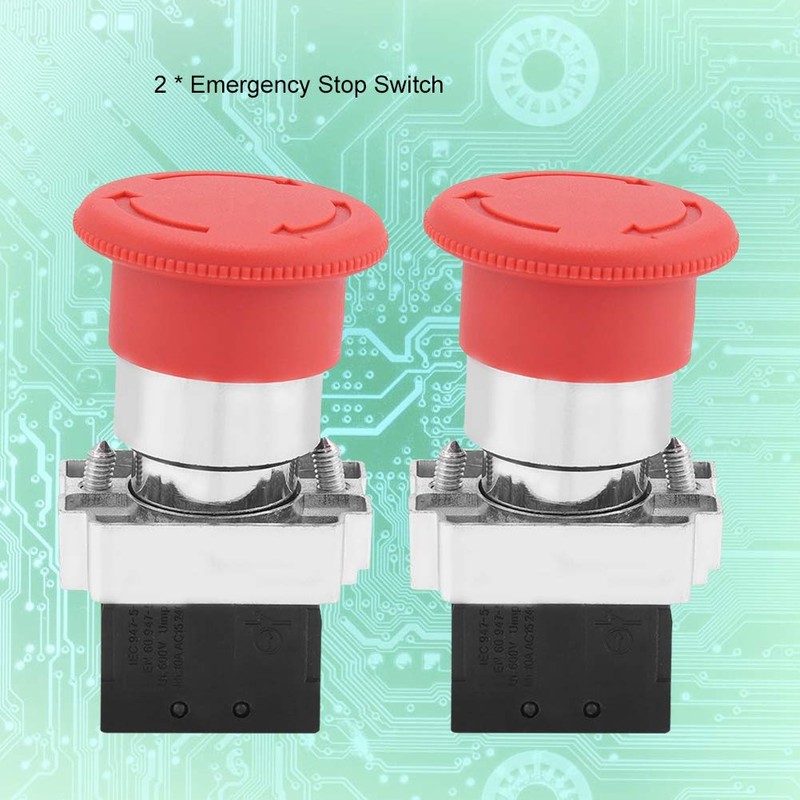2PCS Red Sign Emergency Stop Switch Button Stop Micro Switch