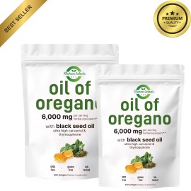 Oil of Oregano Softgels with Black Seed Oil - 6000mg Oregano Oil { Pack of 2 }