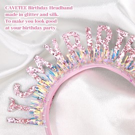 CAVETEE Birthday Crown for Women and Girls - IT's MY BIRTHDAY Headband - Pink
