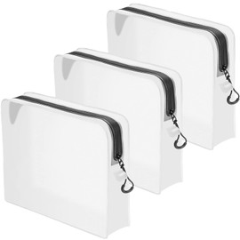 Qbily Clear Leak Proof Travel Bags for Toiletries 3 Pack, Super Soft BPA Free Waterproof Clear Cosmetic Toiletry Bags for Traveling, TSA Approved Toiletry Bag Makeup Bag With Zipper