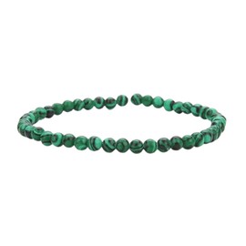 Handmade 4mm Tiny Beads Bracelet – Natural Healing Stone Beads for Yoga, Mala, and Bohemian Stacking – Stretch Bracelet for Men and Women (Malachite)
