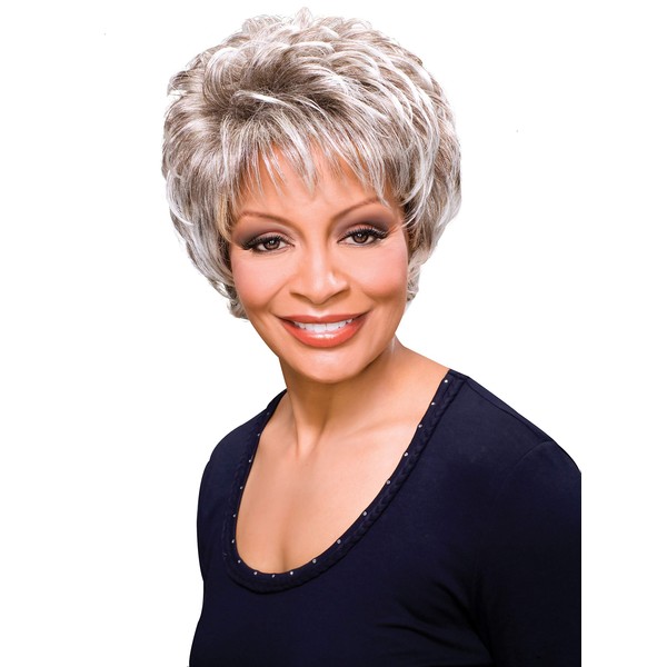 Gail Wig Color FS4/27 - Foxy Silver Wigs Short Wispy Fringe Natural Crown Synthetic African American Lightweight