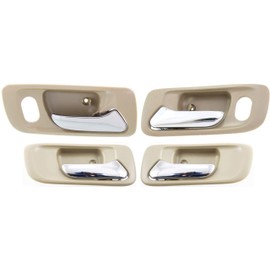 Garage-Pro Front and Rear Interior Door Handle Set of 4 Compatible With 1998-2002 Honda Accord Beige bezel with chrome lever Driver and Passenger Side