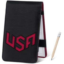 LZFAN Golf Scorecard Holder & Yardage Book Cover, Golf Accessories Black Premium Leather Yardage Book Holders Cover (Red)
