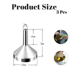 3-Piece Mini Funnel Set - Silver Aluminium & Stainless Steel, Ideal for Essential Oils, Spices & Flask Filling