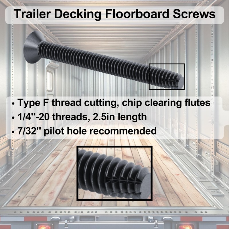100pcs Trailer Deck Screws Self Tapping 2-1/2 in, 1/4-20 Thread,