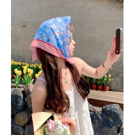 [MEMECLE] Floral retro scarf Blue Series 4