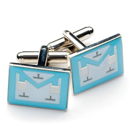 The Masonic Collection - Craft Worshipful Master Apron Cufflinks for Men - Silver Plated - Comes in Velvet Pouch - Quality Freemason Gifts for Men