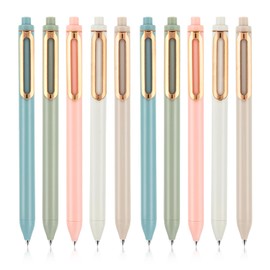 NUSIGN Gel Pens, 10 Pcs 0.5mm Retractable Black Ink Fine Point Rolling Ball Gel Pen, Smooth Writing No Bleed for Journaling Note Taking, Home School Office Supplies