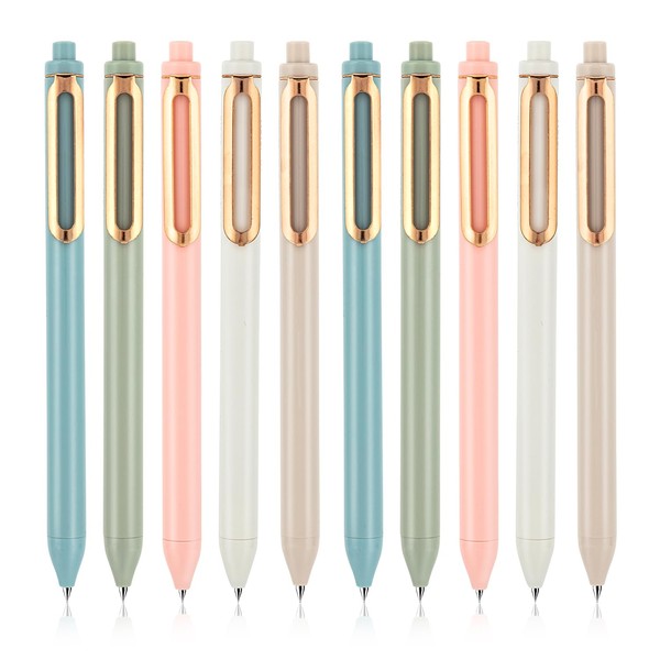 NUSIGN Gel Pens, 10 Pcs 0.5mm Retractable Black Ink Fine