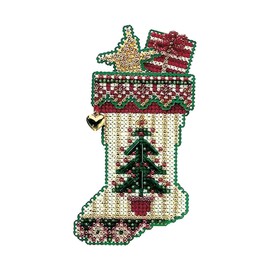 Evergreen Stocking Counted Cross Stitch Beaded Ornament Kit Mill Hill 2004 Charmed Stockings MHCS48