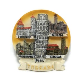 WitnyStore Tiny 2¾" Yellow Landmarks of Tuscany Italy - Miniature Hand Made Resin 3D Europe Landmark Tourist Attraction Decorative Refrigerator Fridge Magnets Décor Collectible Traveler Souvenir Gifts