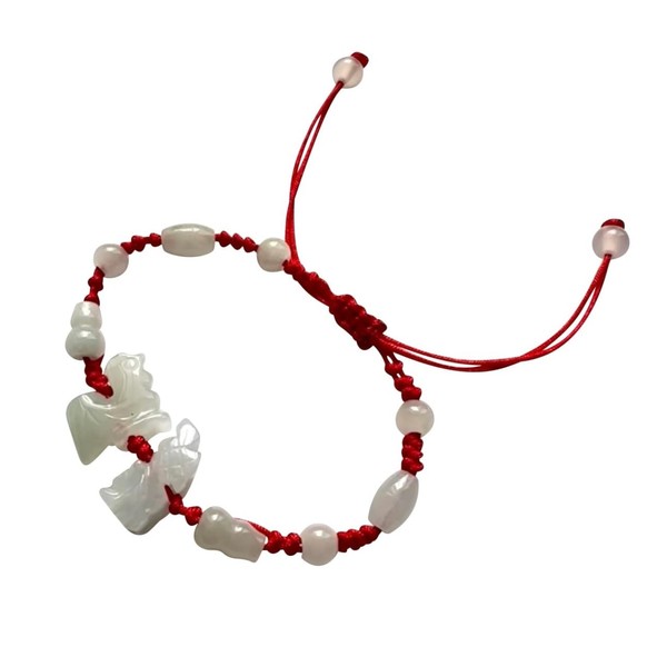 Unik22 Lucky Jade " Dragon & Rooster" Red String Adjustable