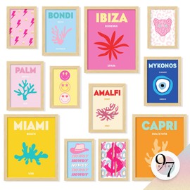 97 Decor Beach Preppy Room Decor Aesthetic - Preppy Beach Room Decor For Teen Girls, Cute Preppy Posters For Bedroom, Beachy Wall Prints For Dorm Decor, Trendy Beach Pictures Wall Decor (unframed)