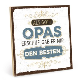 TypeStoff HS-00594 Wooden Sign with Saying - My Best Grandpa - Vintage Look with Quote as Gift and Decoration
