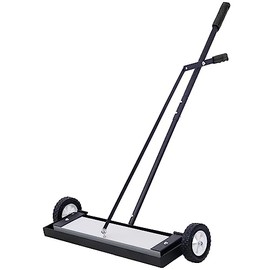Magnetic Sweeper with Wheels, 26" Adjustable Rolling Nail Magnet Tool, 30LBS Capacity Quick Release Sweeper, Heavy Duty Magnetic Pickup Tool for Nails Screws Collection
