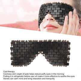 Jade Eye Mask, Jade Stones Face Sleeping Eye Mask, Eye Fatigue Beauty Skin Care Massage Tool, Wrinkle Removal, Anti-Ageing Cooling Sleep Eye Mask (Black)