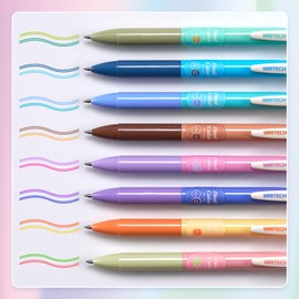 WRITECH Multi Colored Gel Pens: 0.5mm 2 in 1 Assorted Color Ink Fine Point Tip Aesthetic Retractable Pen Smooth Writing No Bleed For Journaling Coloring Drawing 8ct