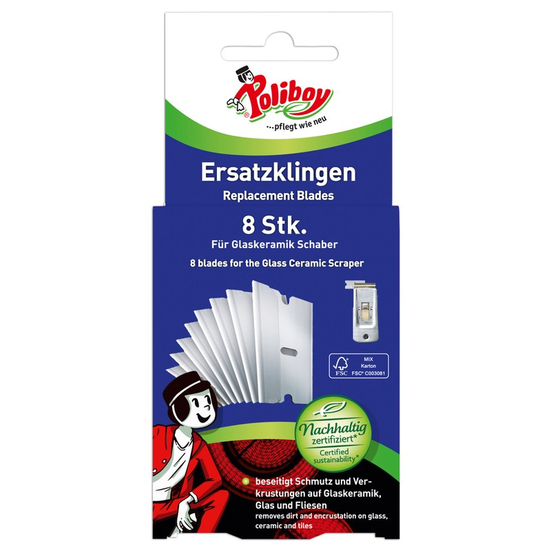 Poliboy Glass Ceramic Scraper, Replacement Blades for Glass Ceramic Scraper