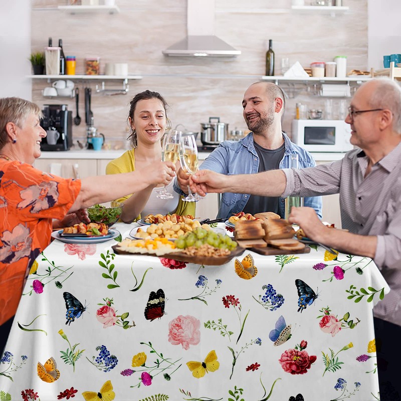iEvery Floral Tablecloth Wipe Clean Rectangular, Polyester Wipeable Table Cloth
