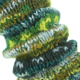 LOUDelephant Chunky Wool Knit Abstract Pattern Leg Warmers - Green