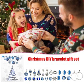 Christmas Advent Calendar Bracelets | Snowflake Girls Advent Calendar 2023 | Makeup Advent Calendar 2023, Christmas Countdown DIY Jewelry Making Kit Kids Teens Women Pochy