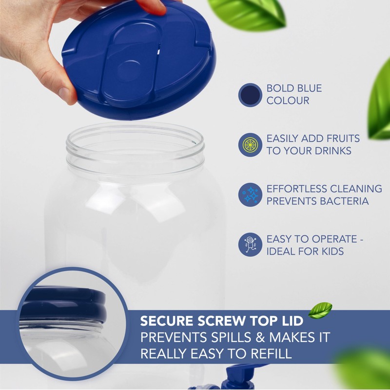 HEFTMAN Plastic Beverage Dispenser with Tap, 3L Cold Water Dispenser