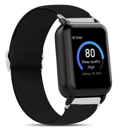 Compatible for 3Plus Vibe Plus Band, Lamshaw Stretch Elastics Nylon Adjustable Replacement Strap Accessories Compatible for 3Plus Vibe Plus/Vibe + Smartwatch (Black)