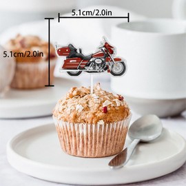 18pcs Glitter Motorcycle Dessert Cupcake Topper Pick for Race Motorcycle Racing Crazy Sport Theme Decor Supplies Men Women Boys Girls Happy Birthday Party Decorations