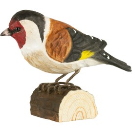WILDLIFEGARDEN Wildlife Garden - DecoBird Goldfinch (WG406) - Hand Carved Decorative Bird Figurine Made of Linden Wood - Small European Birds Collection