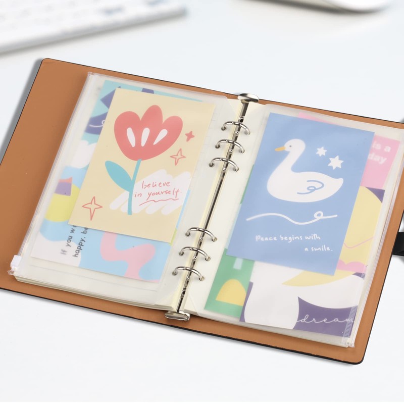 EKKONG A5 Binder Pockets, 6 Holes Zip Folder, Waterproof, Zip