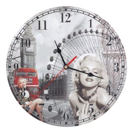 Wall Clock Antique Non Ticking Round Wall Clock Wooden Arabic Numeral Wall Clock for Living Room