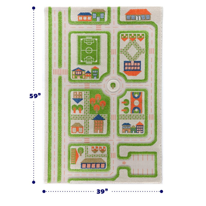 IVI 3D Play Rugs, Traffic Green, 39 x 59 inches