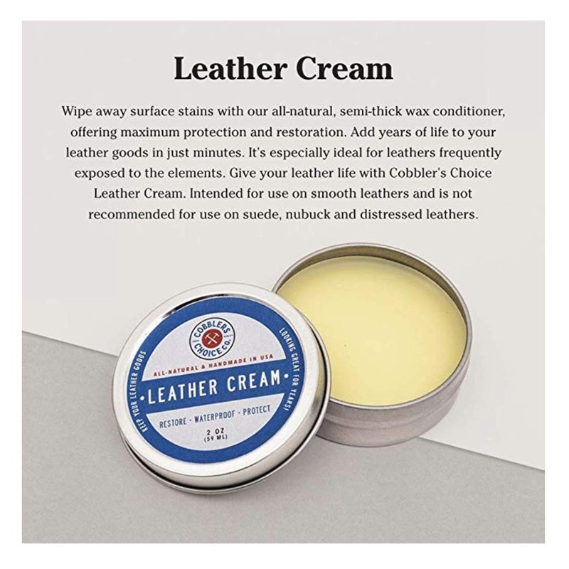 COBBLER'S CHOICE CO. FINEST QUALITY All Natural Leather Cream -