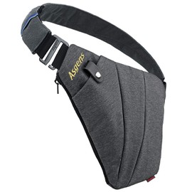 Asgens Crossbody Sports Chest Bag Practical Multi-purpose Anti-theft Security Sling Bag Waterproof Messenger Bag Leisure Portable for Teenagers&Adults Travel Outdoor(Gray, Right Handed)