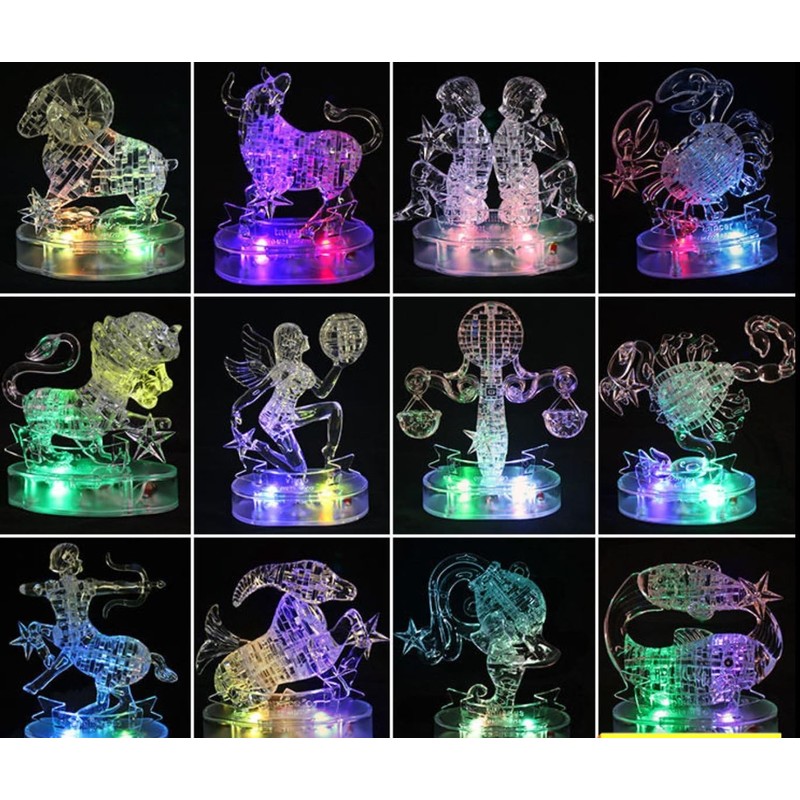 Graces Dawn® Crystal Twelve Constellations Deluxe 3D Puzzle Colorful Crystal