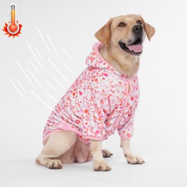 LovinPet Large Dog Hoodies Girl - Premium Fit Flannel Warm Dog Pajamas, Update Skin-Friendly Fabric Mindful Large Dots Light Pink Prints Dog Clothing for Autumn Winter Using,Large