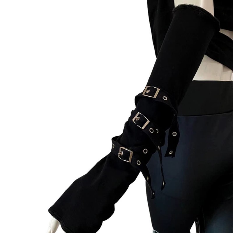 shunxinersty Punk Gothic Hand Gloves Stretchy Long Fingerless Sleeves Stretchy