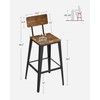VASAGLE Set of 2 Bar Stools, Bar Height Stools, Tall