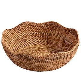 I-lan Rattan Fruit Basket, Pistachio Nut Bowl, 11.8 inch Large Fruit Bowl,Mature Rattan Hand Made