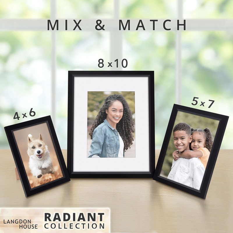 Langdon House 7x5 Picture Frames (Black, 6 Pack), Modern w/Bevelled