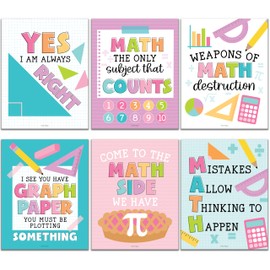 6 Colorful Math Posters For Elementary School - Middle School Math Posters For Middle School, Math Posters For High School, Math Classroom Must Haves, Math Classroom Decor, Math Bulletin Board Sets