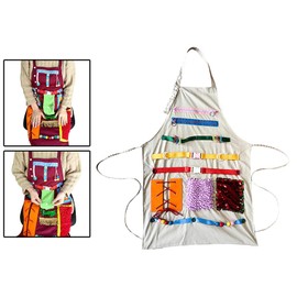 Milageto Sensory Apron Fidget Apron Gift Mental Stimulating Multiple Uses Fidget Blanket Activity Apron for Elderly Sensory Training, White