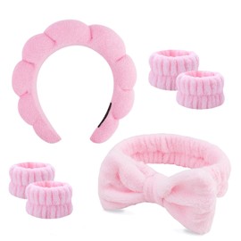 Cozy Manor Skincare Headband Spa Headband for Women Cute head band for washing face Soft Elastic 6 Pack Skin Care Headband and Wristband Set