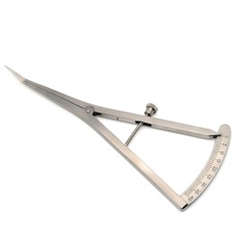CASTROVIEJO Caliper Graduated 0-40mm Scale Measuring & Marking Device with Adjustable Thumbscrew Stainless Steel Ophthalmic Surgical Instruments (7" Curved Tips)