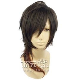 Cosplay Wigs Mixture Dark Brown guradyie-syon Semi Long Medium Men's