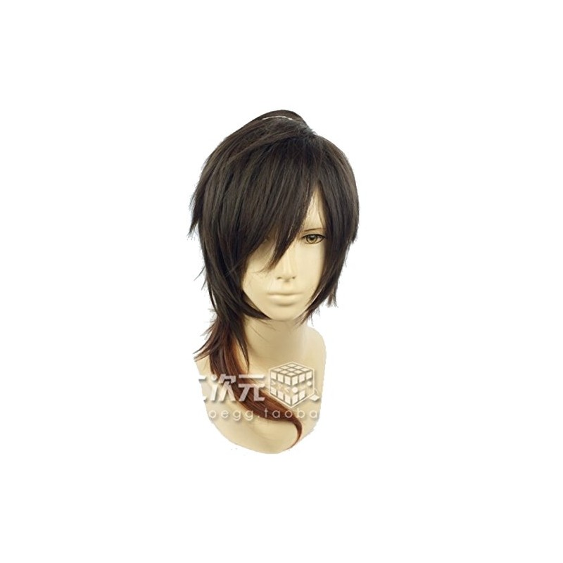 Cosplay Wigs Mixture Dark Brown guradyie-syon Semi Long Medium Men's