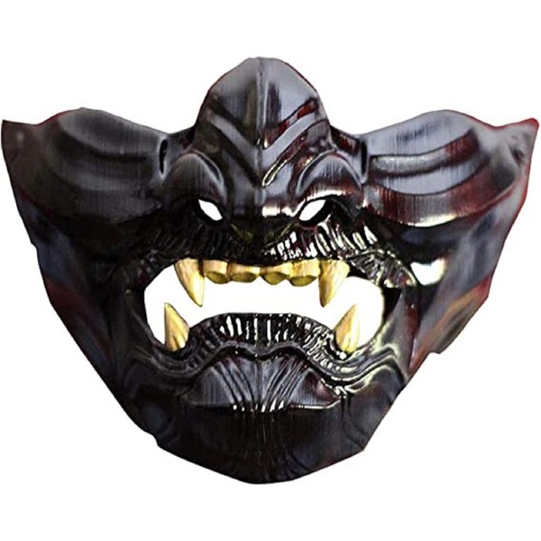 Verceco Oni Samurai Mask Half Face Japanese Warrior Mask Ghost Warrior Character Masks Novelty Halloween Party Cosplay Costume Cool Halloween Cosplay Prop for Boys Girls Adults Kids Party Accessory